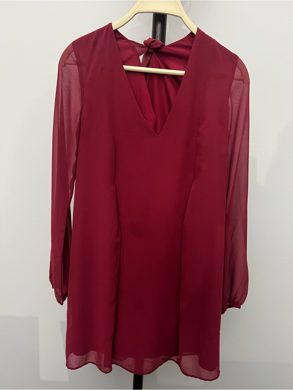 BCBGeneration Burgundy V-Neck Chiffon Tunic with Tie Back